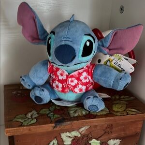 Disney Stitch Plush in Red and White Floral Shirt
